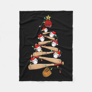 Baseball Christmas Tree Funny Baseball Player Xmas Fleece Blanket