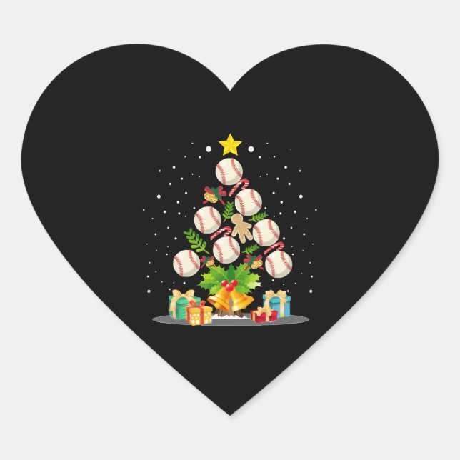 baseball christmas tree heart sticker (Front)