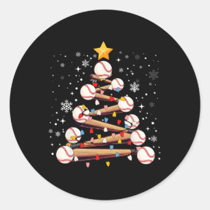 Baseball Christmas Tree Light Xmas Baseball Boys K Classic Round Sticker