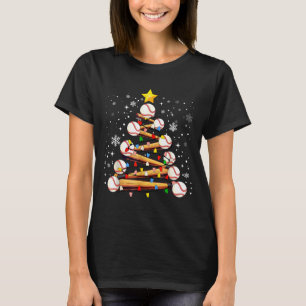 Baseball Christmas Tree Light Xmas Baseball Boys K T-Shirt