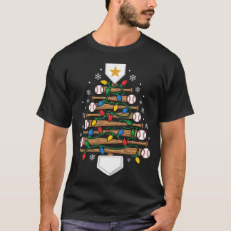 Baseball Christmas Tree Light Xmas Baseball Boys T-Shirt