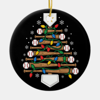 Baseball Christmas Tree Light Xmas Home Plate Ceramic Ornament