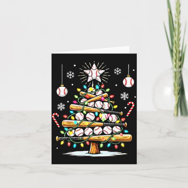 Baseball Christmas Tree Lights  Card (Front)