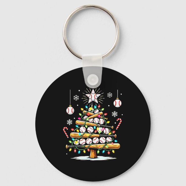 Baseball Christmas Tree Lights  Keychain (Front)