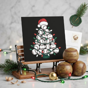 Baseball Christmas Tree Santa Hat Holiday Sports Card