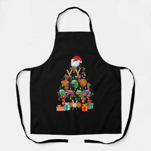 Baseball Christmas Tree Santa Hat Sport Lover Gift Apron
