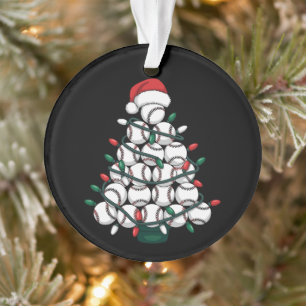 Baseball Christmas Tree Santa Sports Ornament