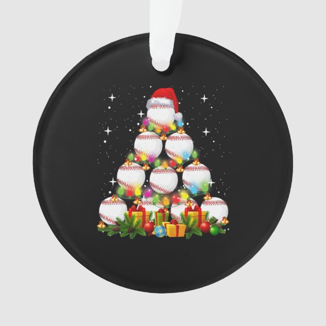 Baseball Christmas Tree Xmas Baseball Player Gift Ornament (Front)