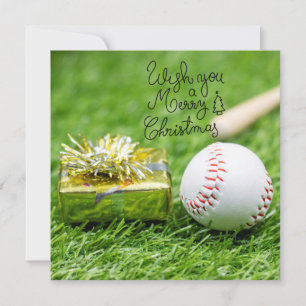 Baseball Christmas with gifts and ball    Holiday Card
