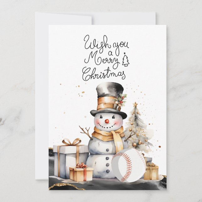 Baseball Christmas with gifts and ball   Holiday Card (Front)