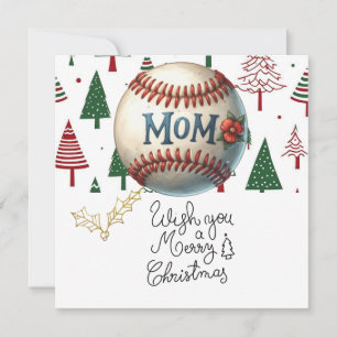 Baseball Christmas with gifts and ball Holiday Card