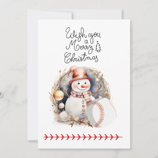 Baseball Christmas with gifts and ball   Holiday Card (Front)