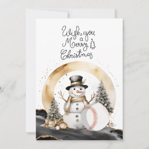Baseball Christmas with gifts and ball   Holiday Card