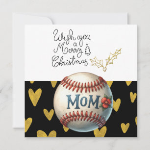 Baseball Christmas with gifts and ball Holiday Card