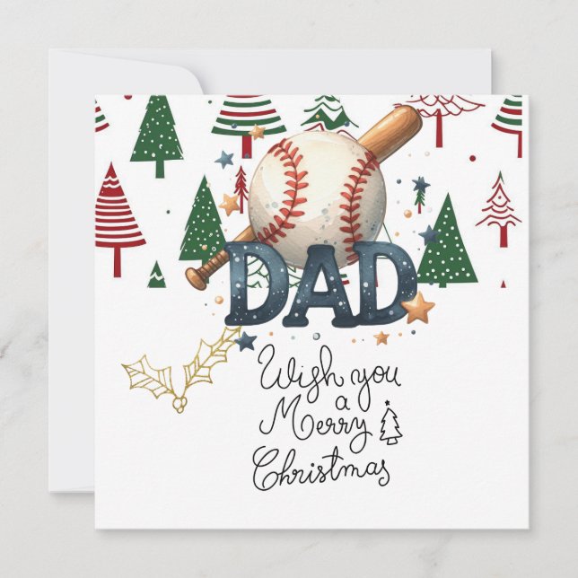 Baseball Christmas with gifts and ball   Holiday Card (Front)
