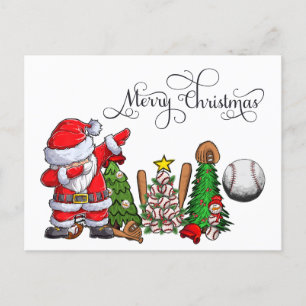 Baseball Christmas with gifts and ball    Holiday  Postcard