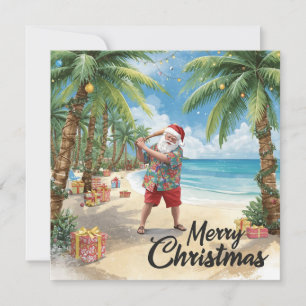 Baseball Christmas with Santa Claus Holiday Card