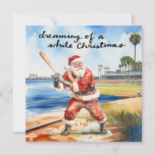 Baseball Christmas with Santa Claus Holiday Card