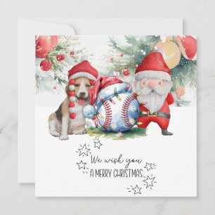 Baseball Christmas with Santa Claus  Holiday Card