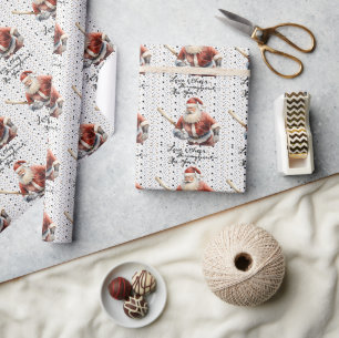 Baseball Christmas with Santa Claus Wrapping Paper