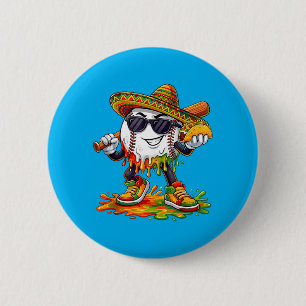 Baseball Cinco De Mayo Taco Ice Cream Sombrero 2 Inch Round Button