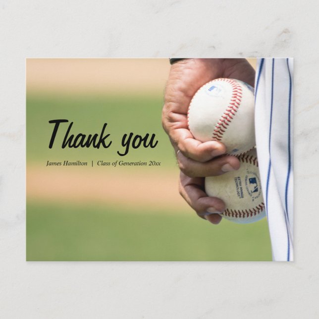 Baseball class Simple Sporty Thank you postcard (Front)