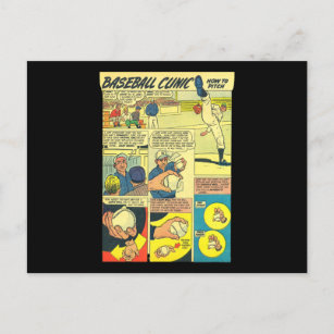 Baseball Clinic Comic Book How To Pitch Postcard
