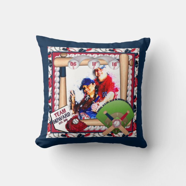 Baseball Cluster, Sq Frame Pillow-CUSTOM HOWARD Throw Pillow (Front)
