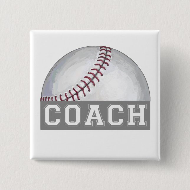 Baseball Coach 2 Inch Square Button (Front)
