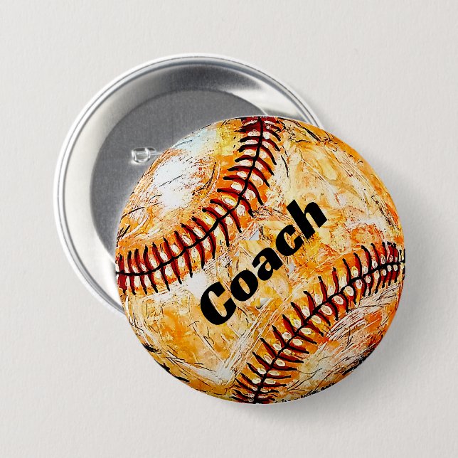 Baseball Coach 3 Inch Round Button (Front & Back)