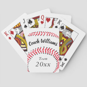Baseball Coach Add Name, Team and Year Playing Cards
