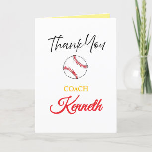 Baseball Coach Appreciation Card, Thank You Card