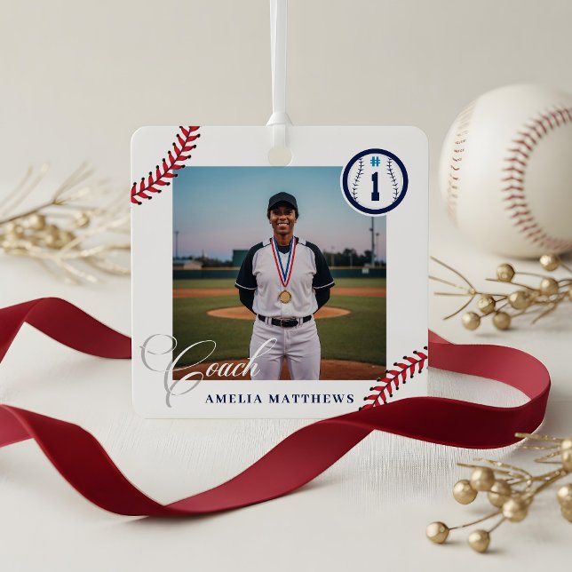 Baseball Coach Appreciation Team Photo Keepsake Metal Ornament (Baseball Coach Appreciation Team Photo Keepsake Metal Ornament)