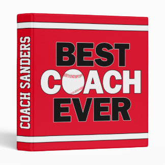Baseball Coach Best Coach Ever Custom Name or Text Binder