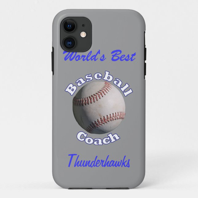 Baseball Coach Blue on Away Grey Case-Mate iPhone Case (Back)