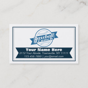 Baseball Coach Customizable Business Cards