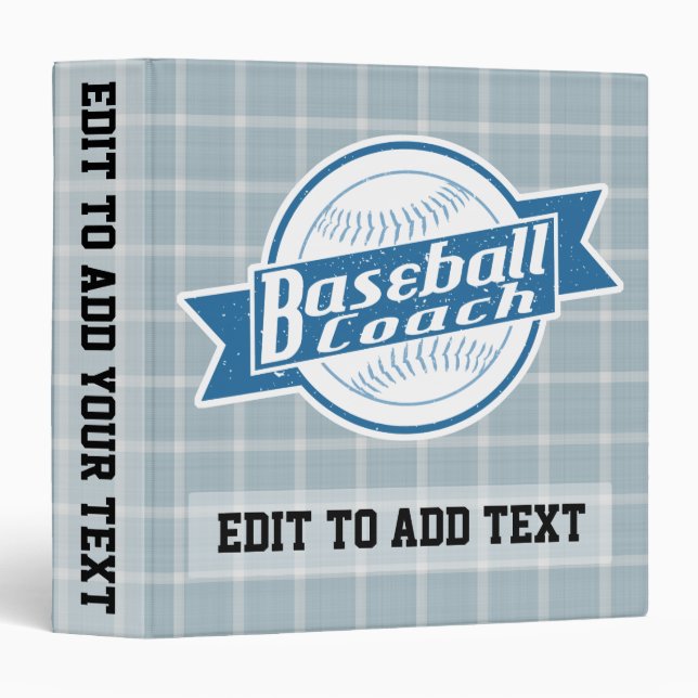 Baseball Coach Customizable Vinyl Binder (Front/Spine)