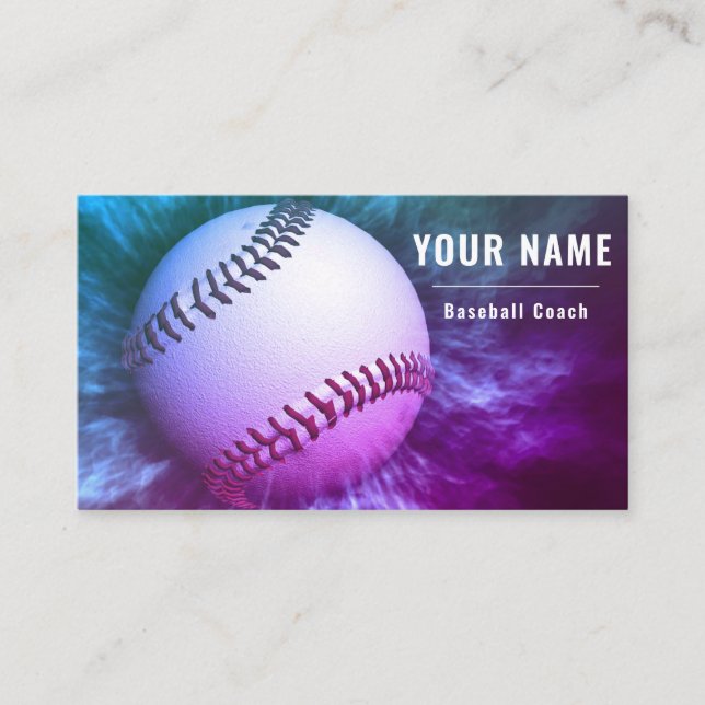 Baseball Coach Holographic Futuristic Pink Neon    Business Card (Front)