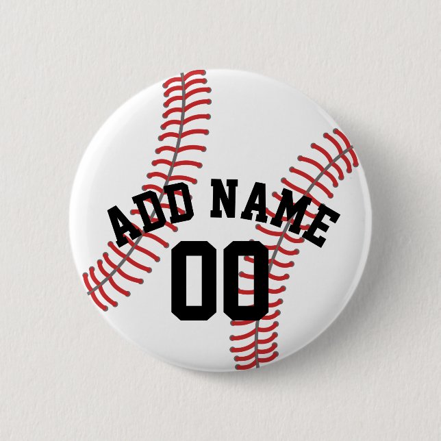 Baseball Coach - Modern Drawing Name Number 2 Inch Round Button (Front)