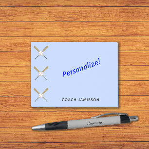 Baseball coach personalized crossed bats blue post-it notes