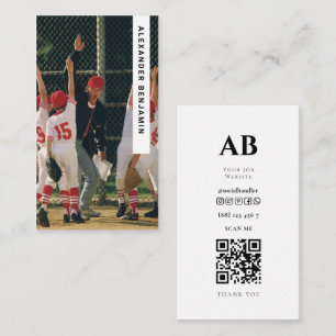 Baseball  Coach Photo QR Code Business Card