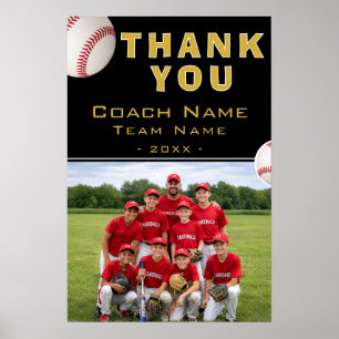 Baseball Coach Team Name Photo Poster