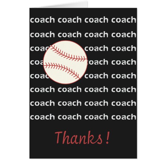 Baseball Coach Thanks Card Sports Themed Pattern