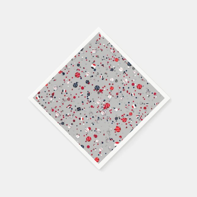 Baseball Confetti, Grey-PAPER PARTY NAPKINS (Corner)