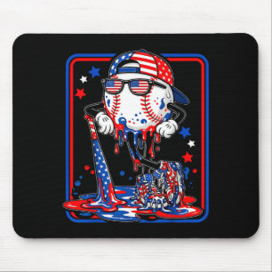 Baseball cool drip 4th of july patriotic american mouse pad