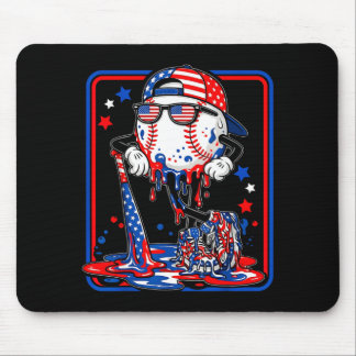 Baseball cool drip 4th of july patriotic american mouse pad