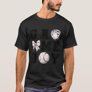 Baseball Coquette Bow Cute Gameday Cheer Mom Sport T-Shirt