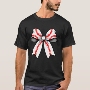 Baseball Coquette Bow Funny Baseball Mom Game Day T-Shirt
