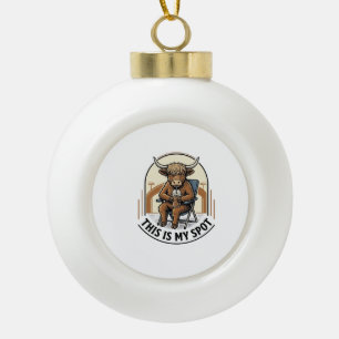 Baseball Cow Shirt With Iced Coffee Mascot Ceramic Ball Christmas Ornament