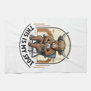 Baseball Cow Shirt With Iced Coffee Mascot Kitchen Towel